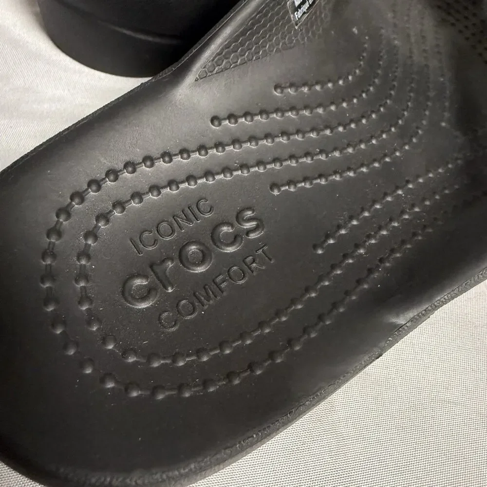 Crocs Classic Flip Flops Thong Sandals BLACK Womens Size W6